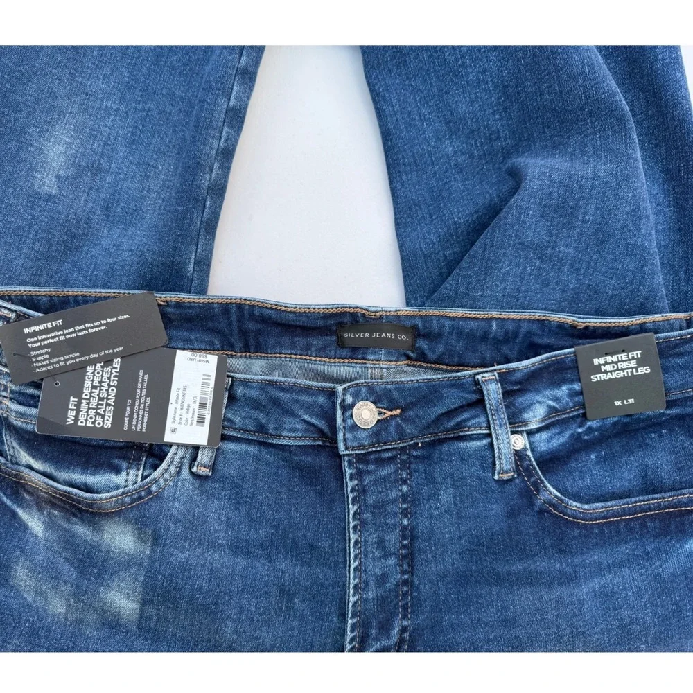 New Silver‎ Jeans Co Infinite Fit Mid Rise Straight Leg Jeans 1X Length 31